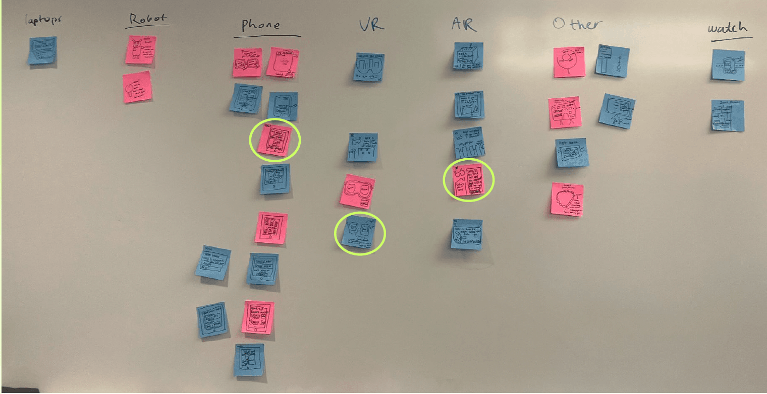 Ideation board and concepts from the Stitch design process