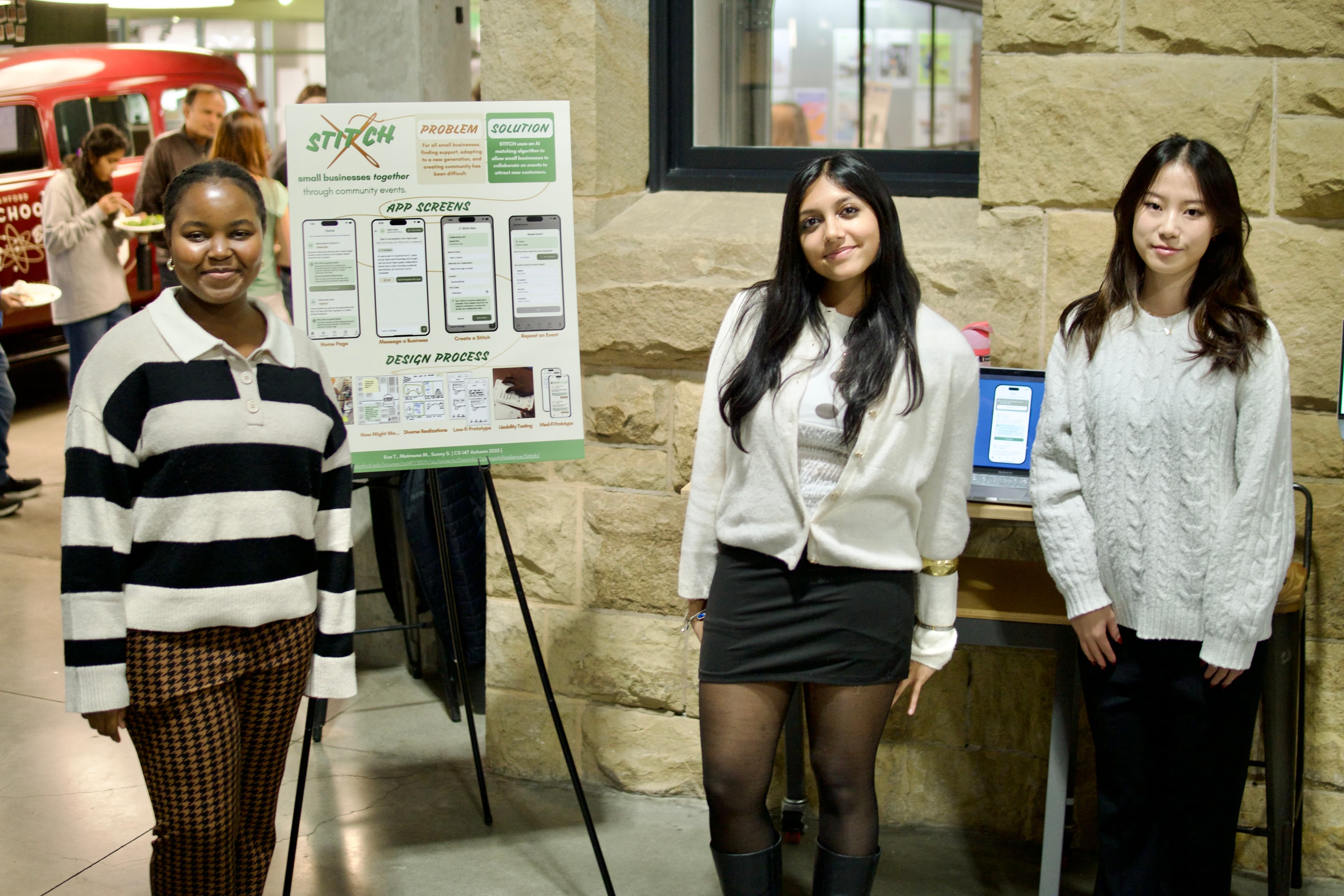 Stitch at Stanford CS147 demo day — team and poster