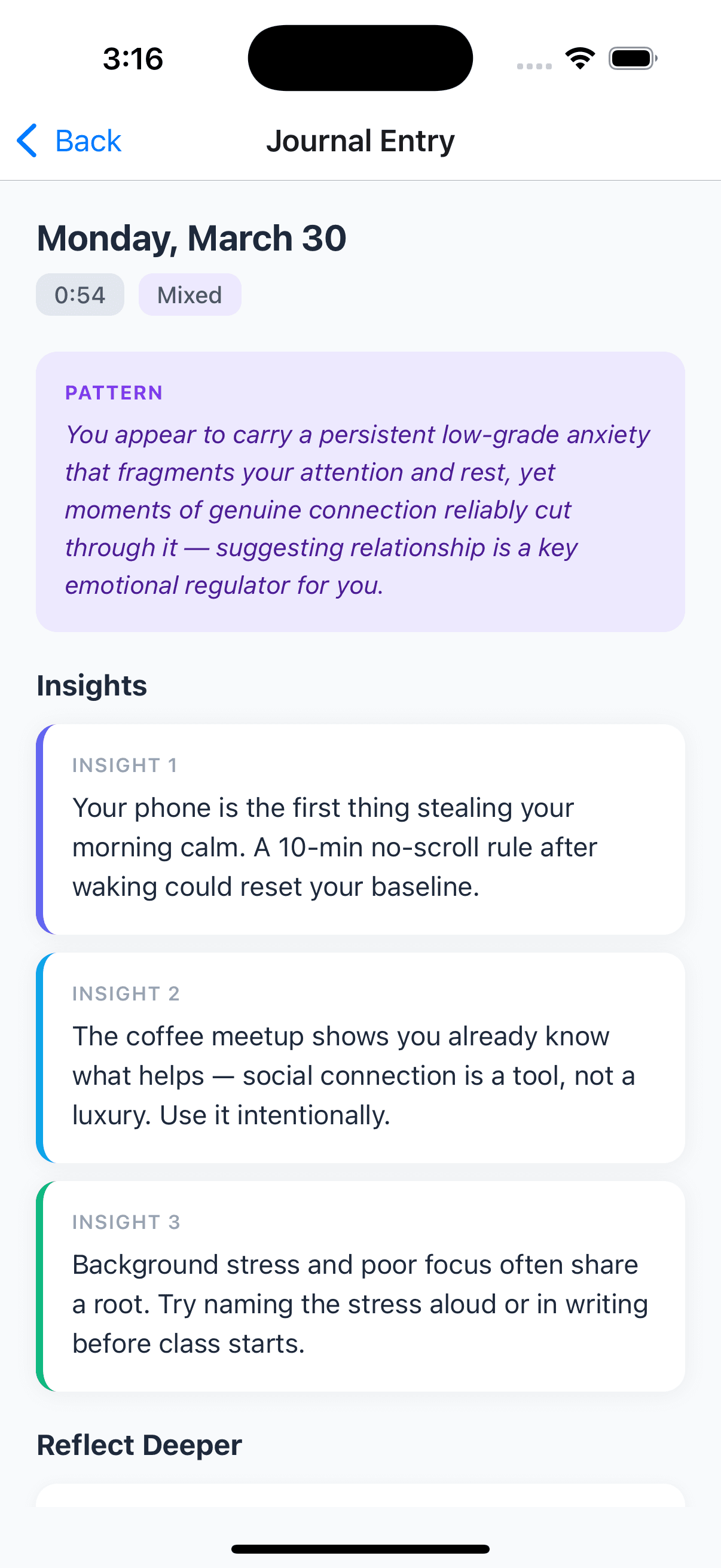 Voice Journal POC, screen 3