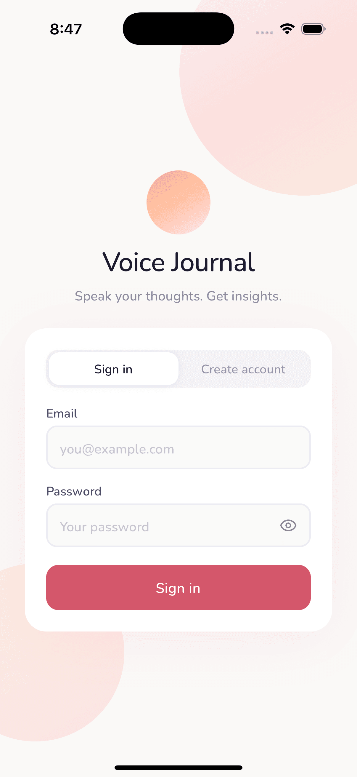 Voice Journal final login