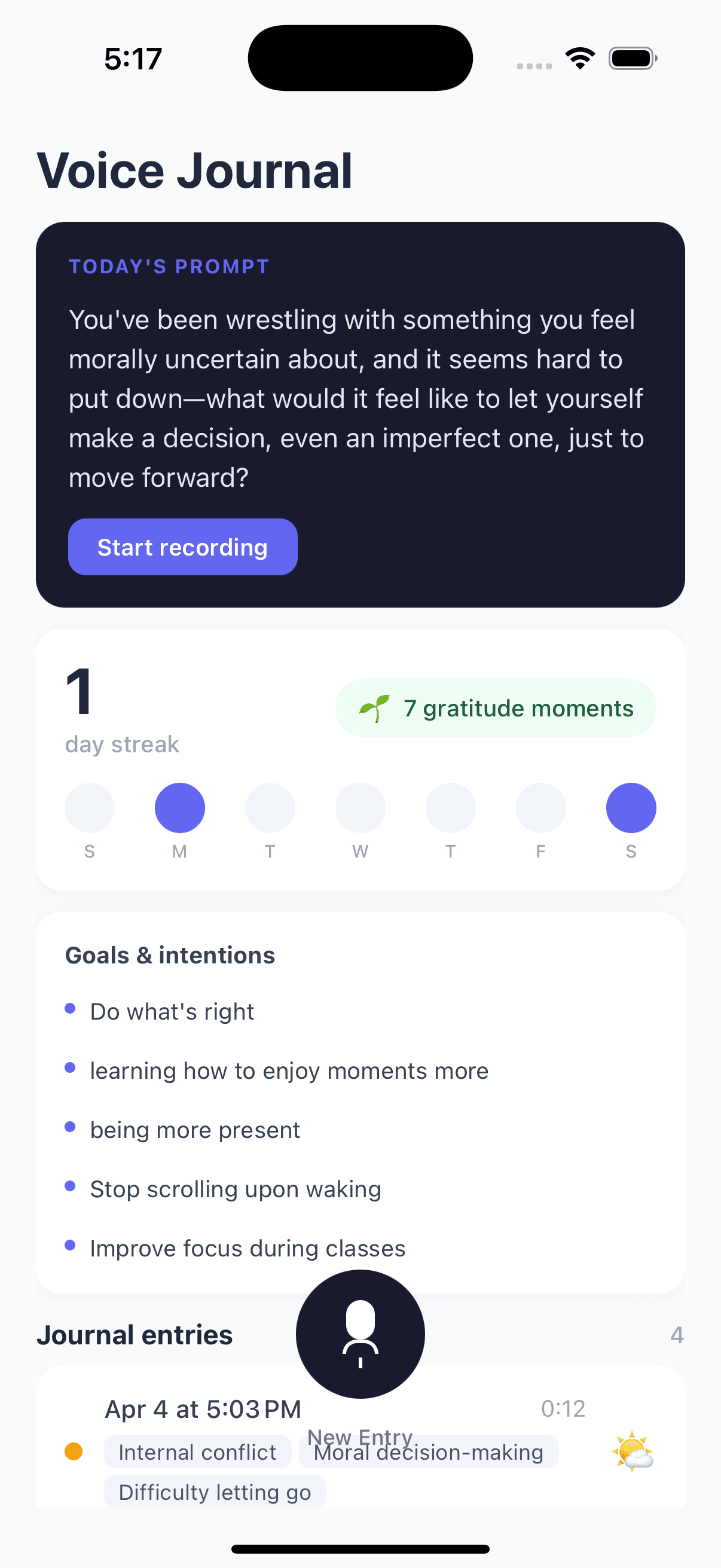 Voice Journal V2, screen 3