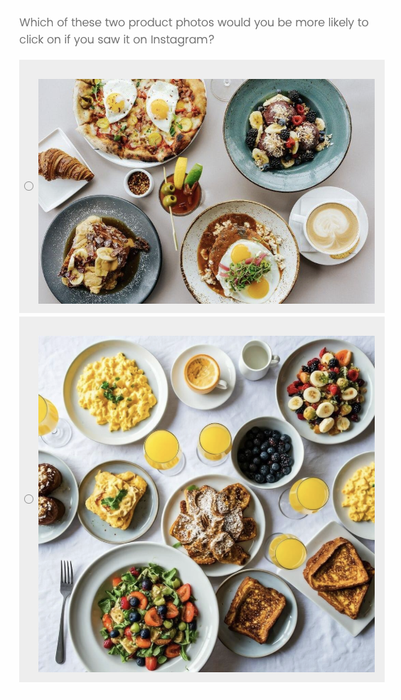 Example Qualtrics survey screen — side-by-side image comparison question 2