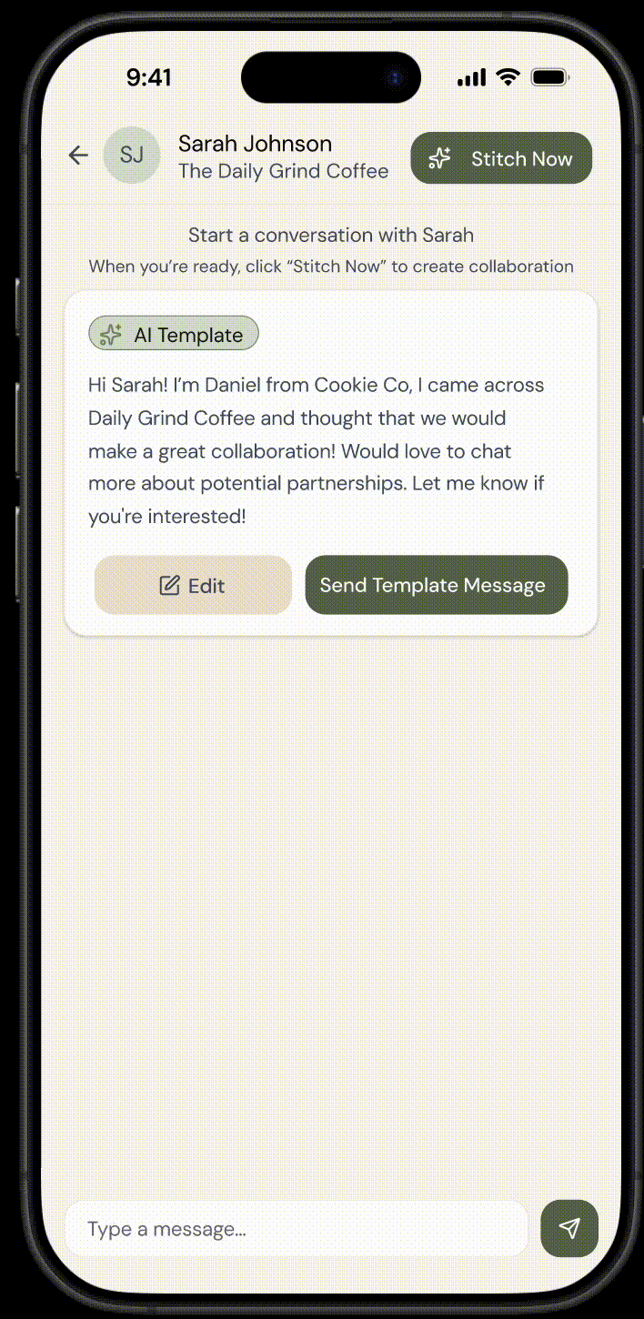 Stitch app — send a message